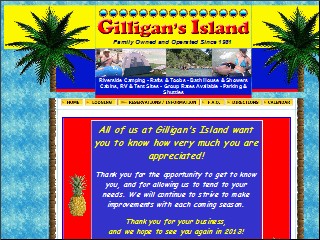 Web site www.gilligansislandnb.com, Gilligan's Campground