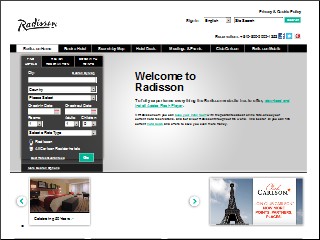 Web site www.radisson.com, Radisson Hotel